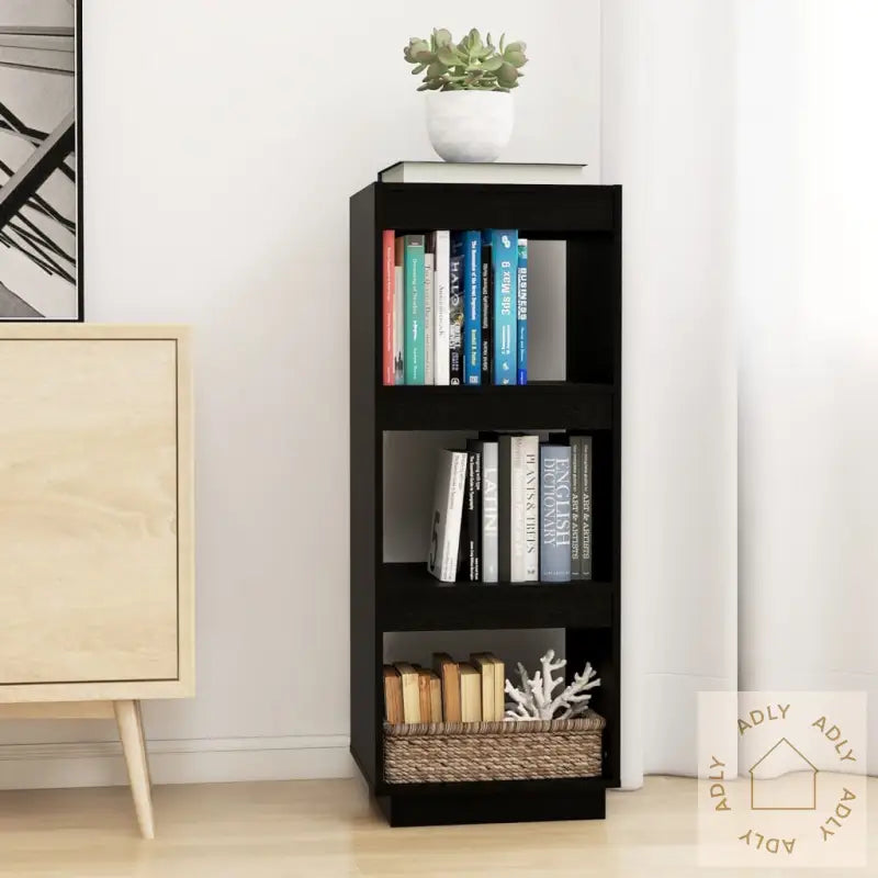 Bokhylle/Romdeler Svart 40X35X103 Cm Heltre Furu