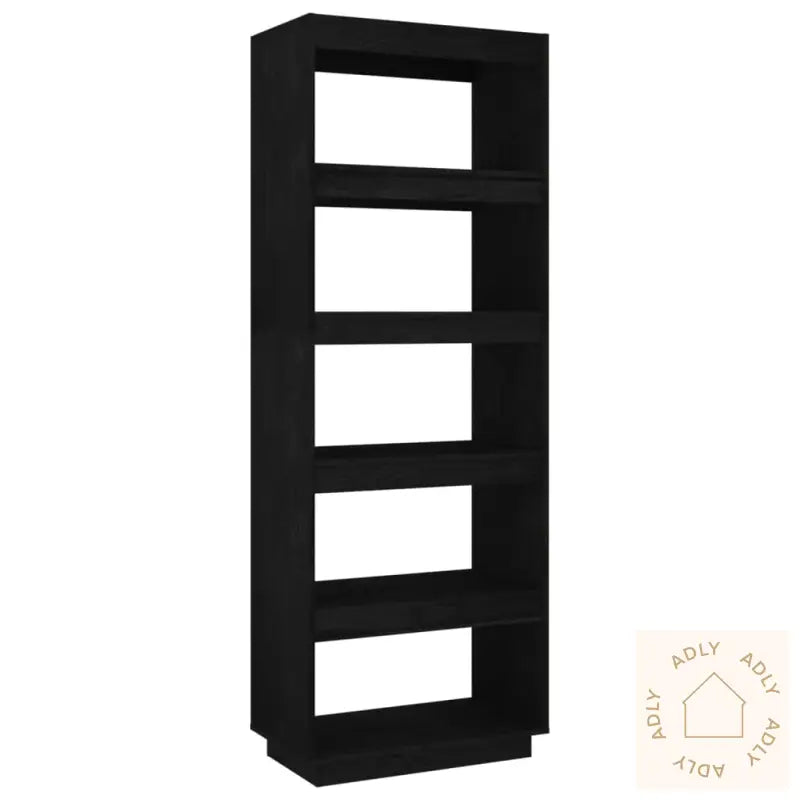 Bokhylle/Romdeler Svart 60X35X167 Cm Heltre Furu