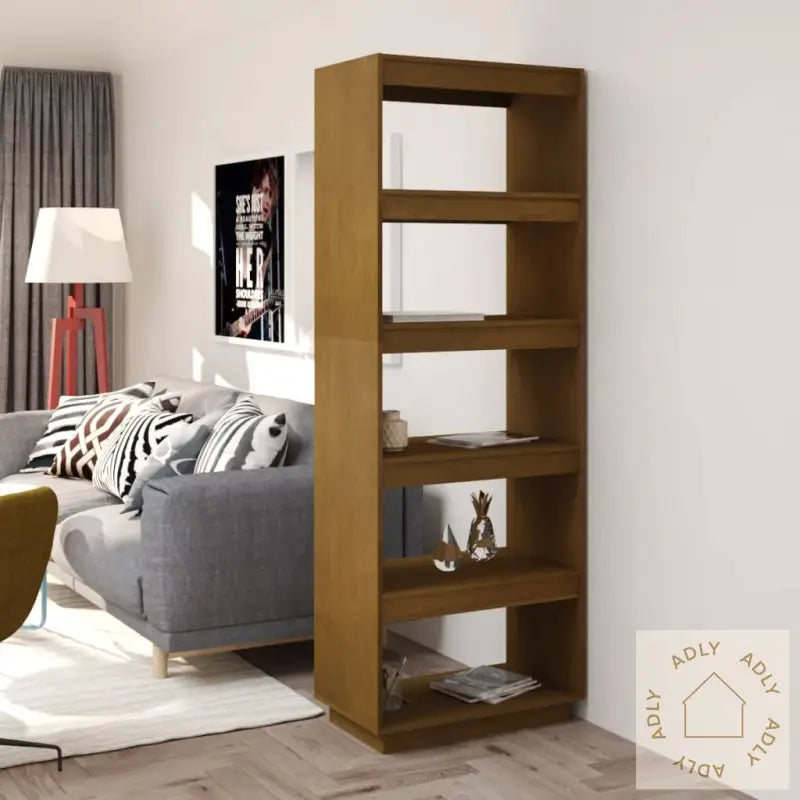 Bokhylle/Romdeler Honningbrun 60X35X167 Cm Heltre Furu