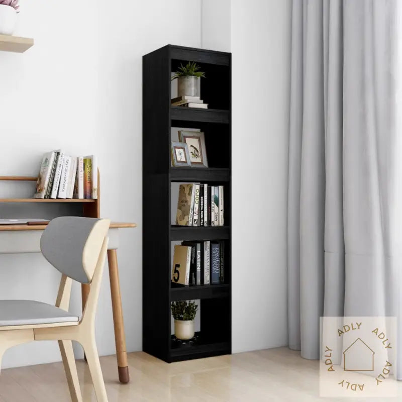 Bokhylle/Romdeler 40X30X167,5 Cm Svart Heltre Furu