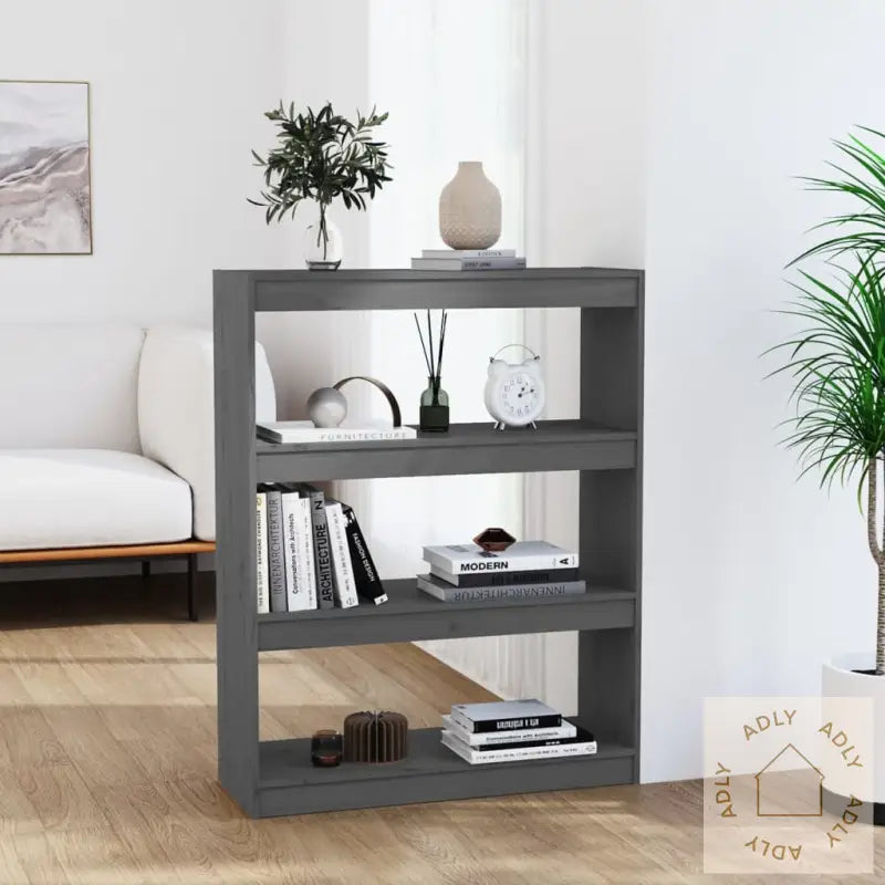 Bokhylle/Romdeler Grå 80X30X103,5 Cm Heltre Furu