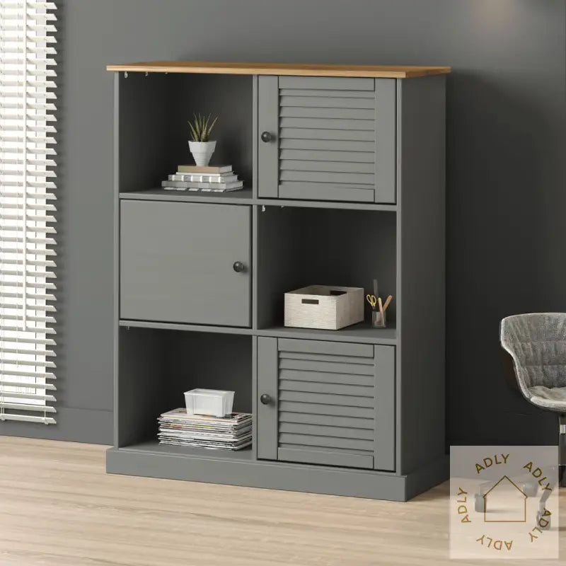Bokhylle Vigo Grå 90X35X114,5 Cm Heltre Furu