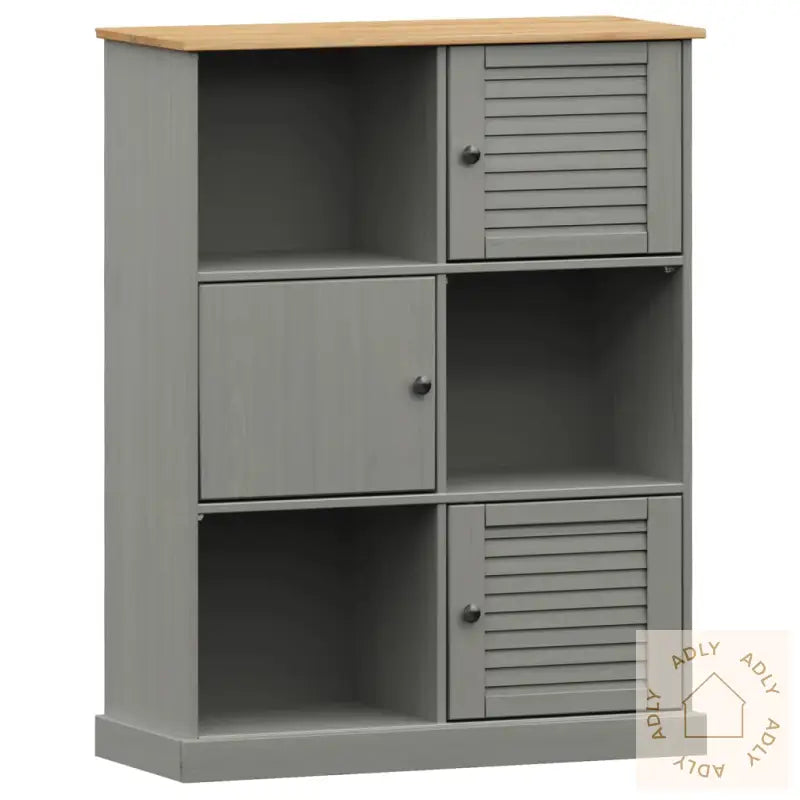 Bokhylle Vigo Grå 90X35X114,5 Cm Heltre Furu