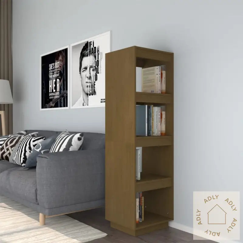 Bokhylle/Romdeler Honningbrun 40X35X135 Cm Heltre Furu