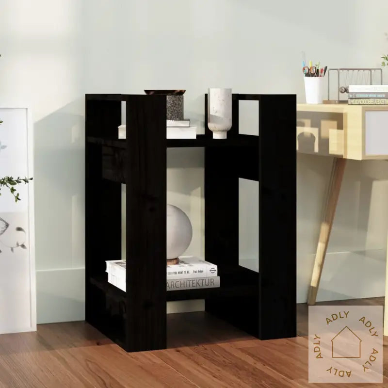 Bokhylle/Romdeler Svart 41X35X57 Cm Heltre Furu