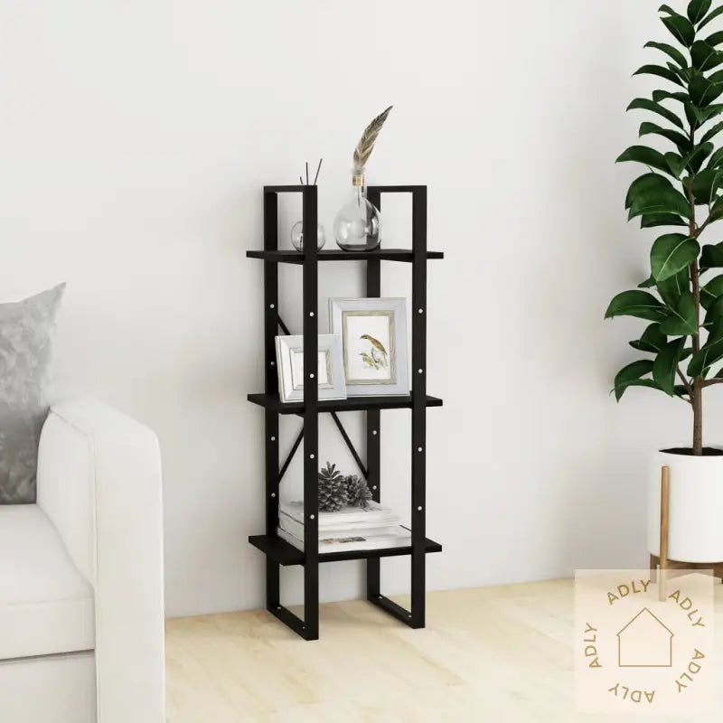 Bokhylle 3 Nivåer Svart 40X30X105 Cm Heltre Furu