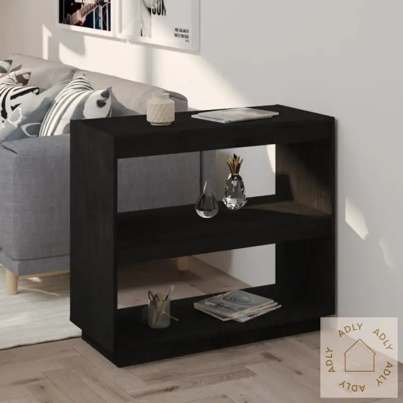Bokhylle Svart 80X35X71 Cm Heltre Furu