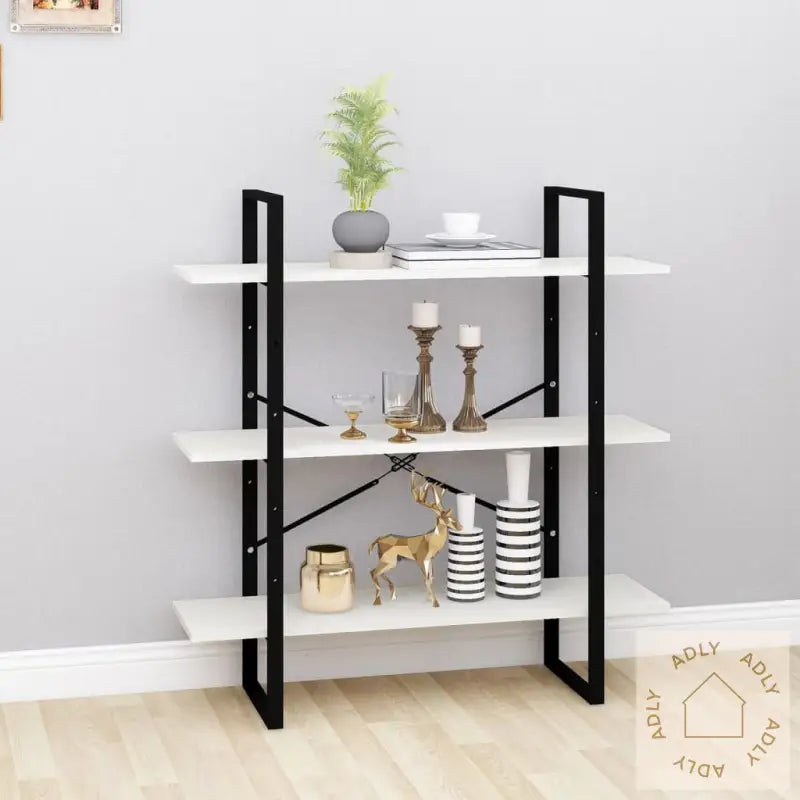 Bokhylle 3 Nivåer Hvit 100X30X105 Cm Heltre Furu