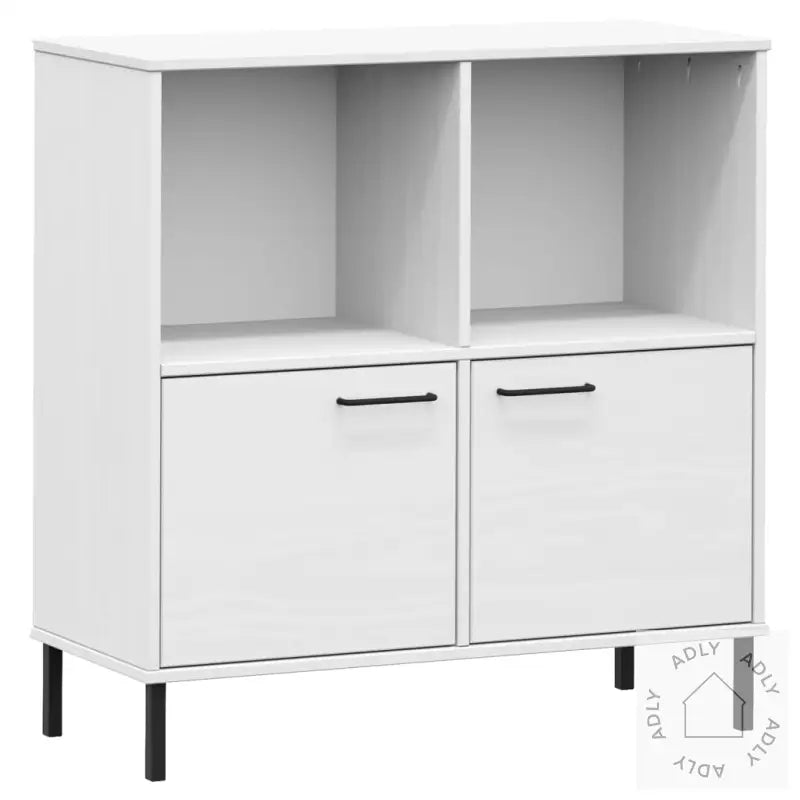 Bokhylle Med Metallben Hvit 90X35X90,5 Cm Heltre Oslo