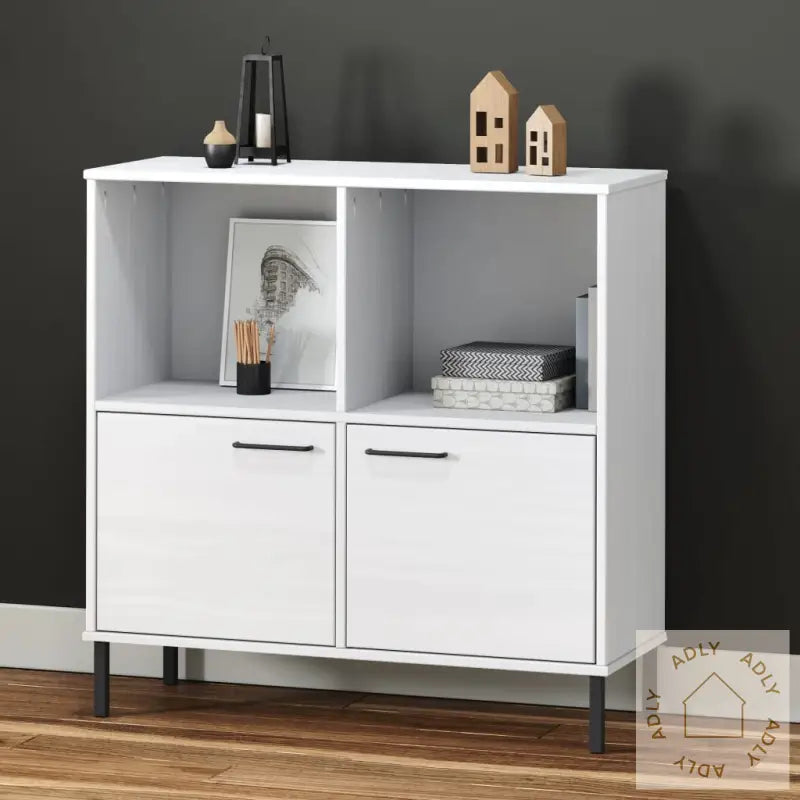 Bokhylle Med Metallben Hvit 90X35X90,5 Cm Heltre Oslo