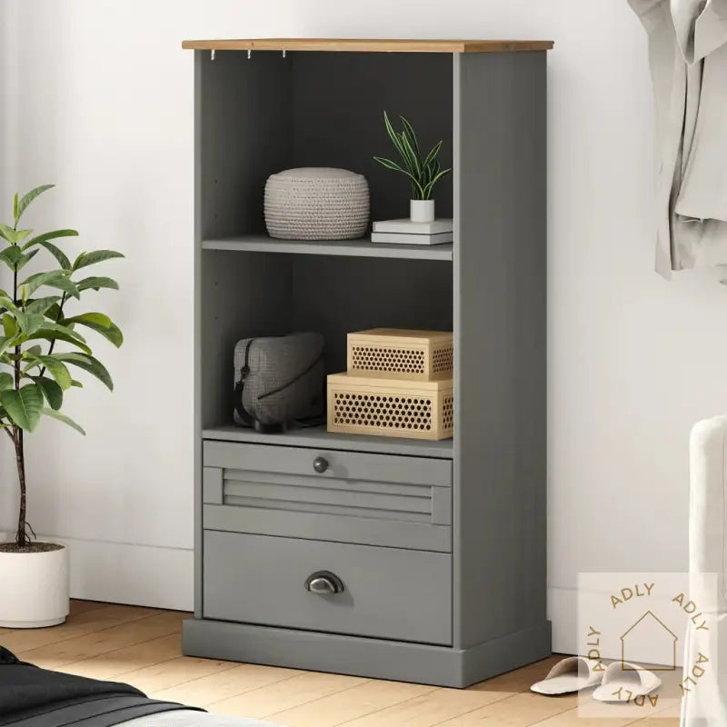 Bokhylle Vigo Grå 60X35X114,5 Cm Heltre Furu