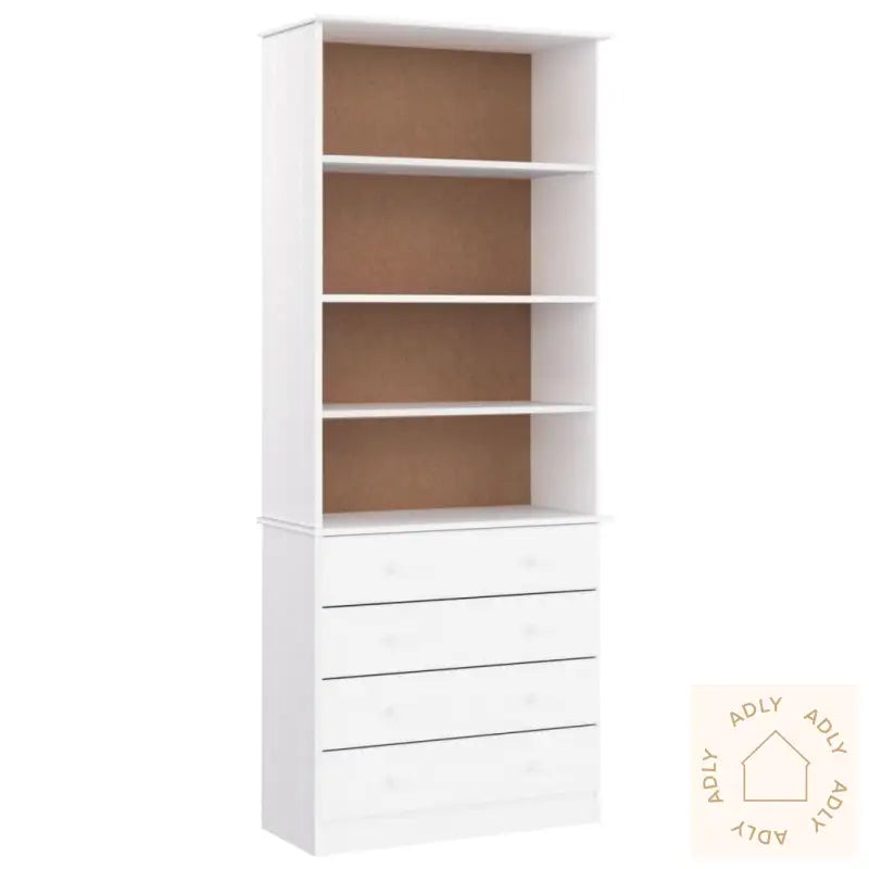 Bokhylle Med Skuffer Alta Hvit 77X35X186,5 Cm Heltre Furu