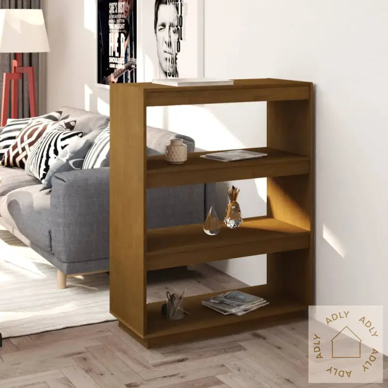 Bokhylle/Romdeler Honningbrun 80X35X103 Cm Heltre Furu
