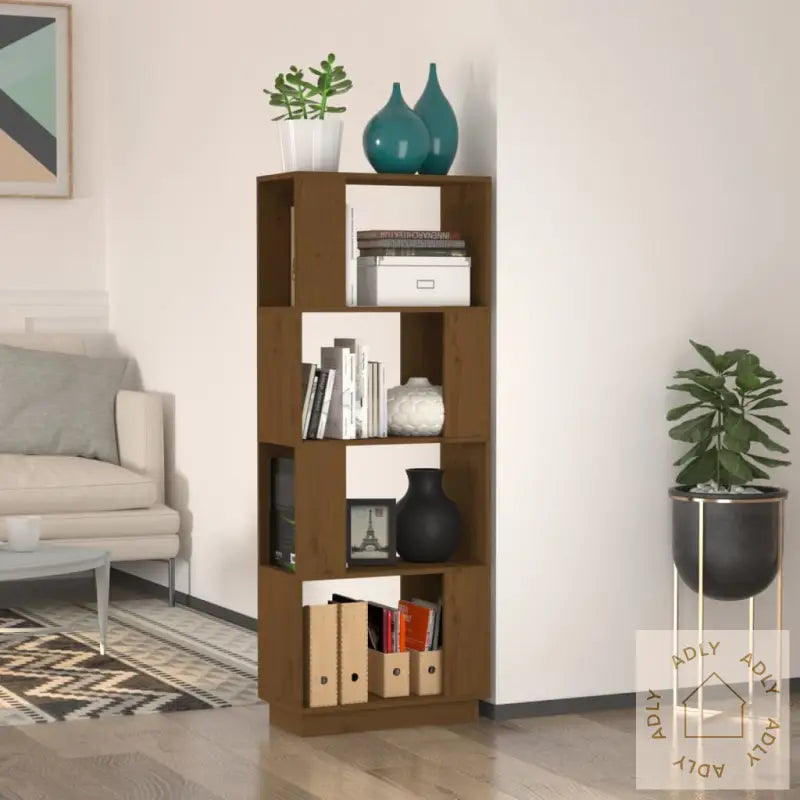 Bokhylle/Romdeler Honningbrun 51X25X132 Cm Heltre Furu