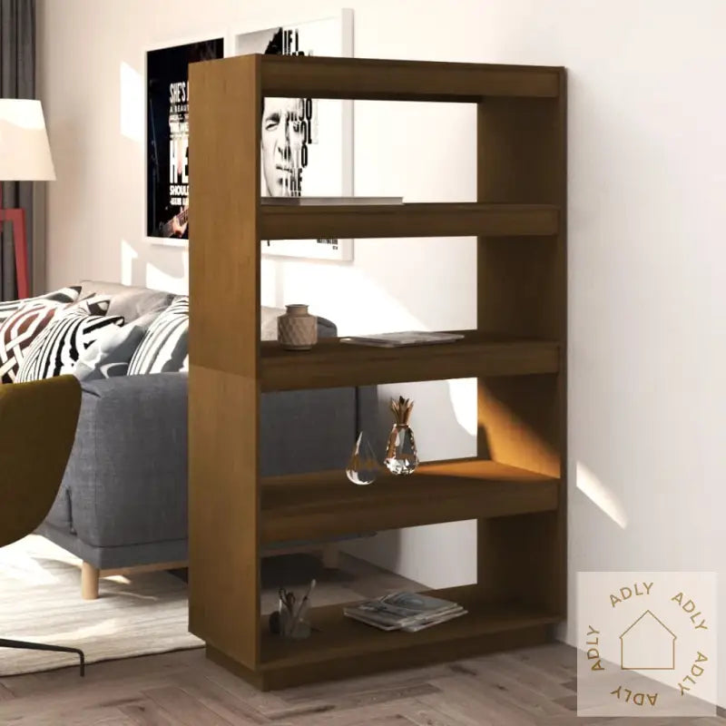 Bokhylle/Romdeler Honningbrun 80X35X135 Cm Heltre Furu