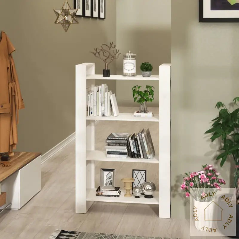 Bokhylle/Romdeler Hvit 80X35X125 Cm Heltre Furu