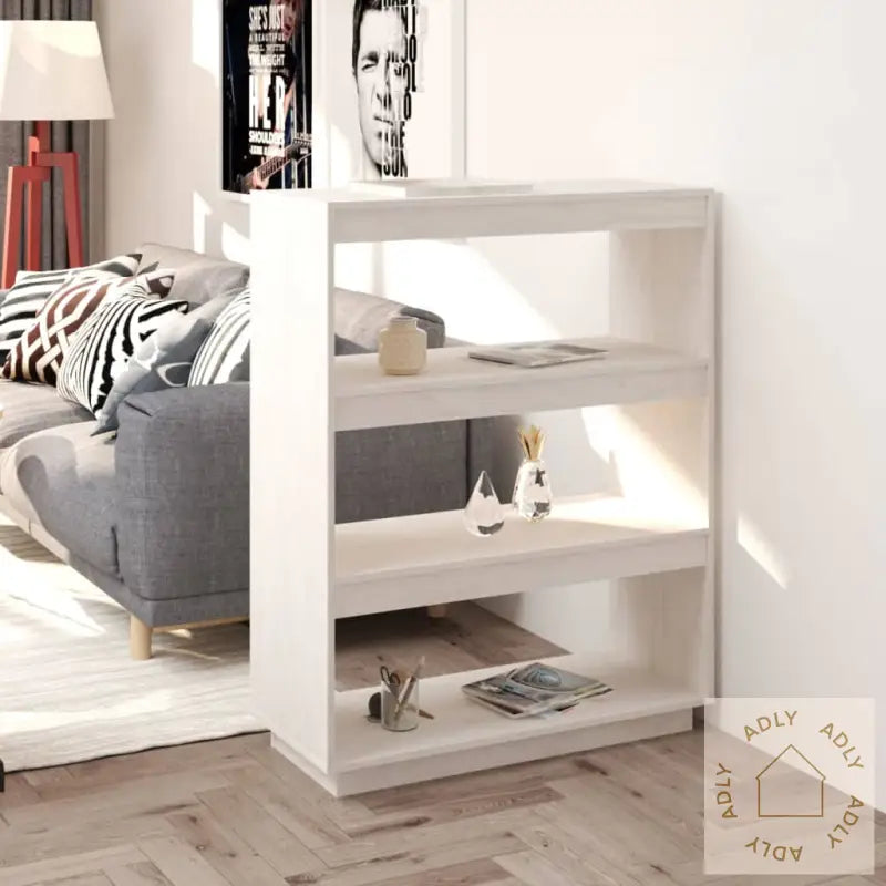 Bokhylle/Romdeler Hvit 80X35X103 Cm Heltre Furu