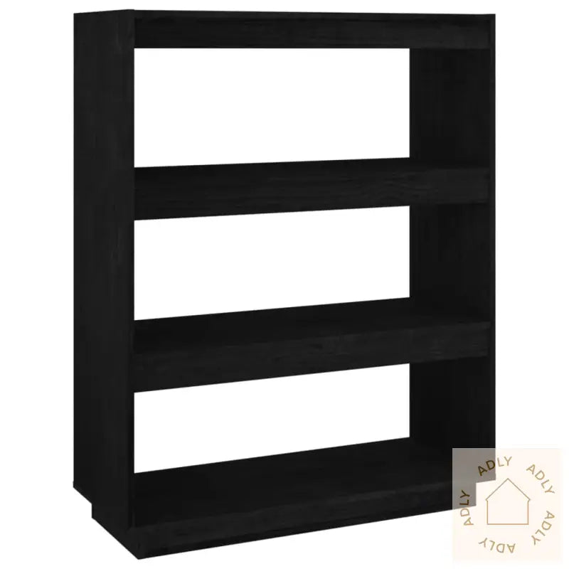 Bokhylle/Romdeler Svart 80X35X103 Cm Heltre Furu