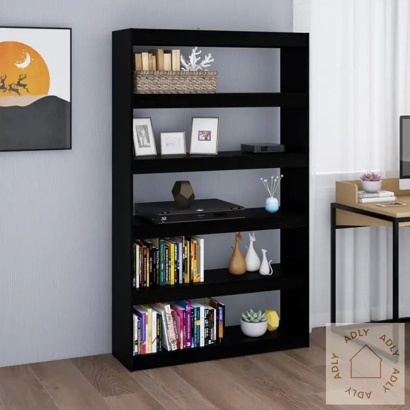 Bokhylle/Romdeler Svart 100X30X167,5 Cm Heltre Furu
