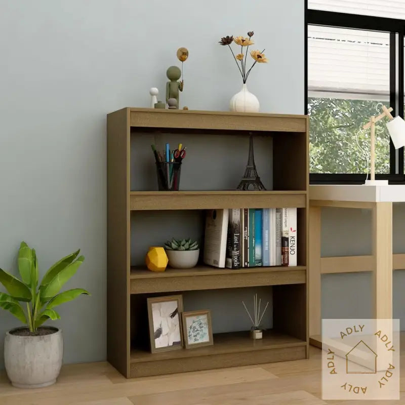 Bokhylle/Romdeler Honningbrun 100X30X103 Cm Heltre Furu