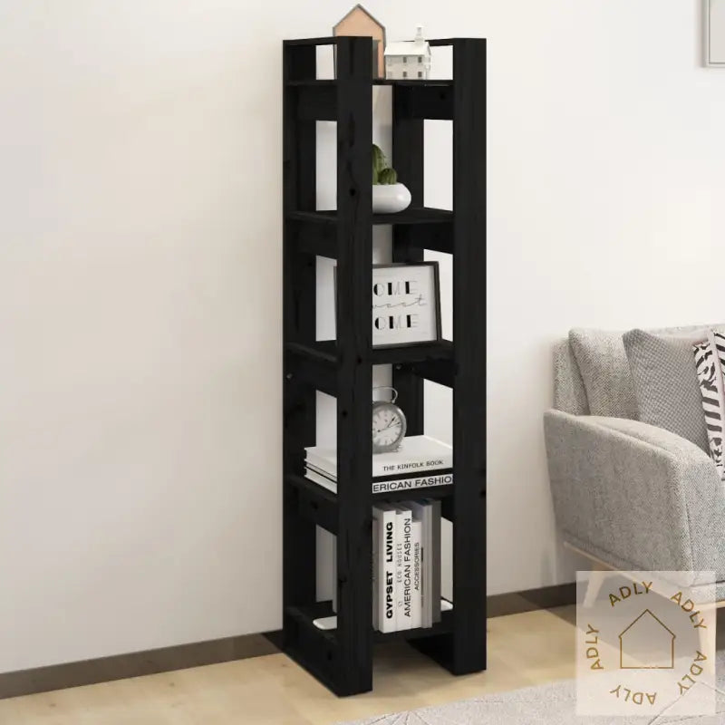 Bokhylle/Romdeler Svart 41X35X160 Cm Heltre Furu