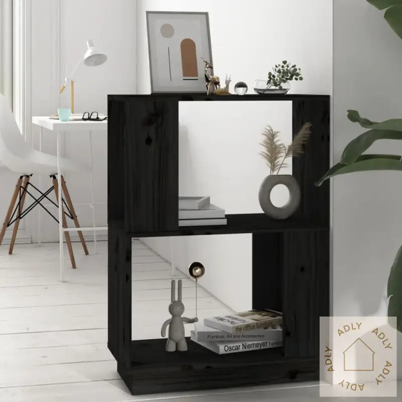 Bokhylle/Romdeler Svart 51X25X70 Cm Heltre Furu