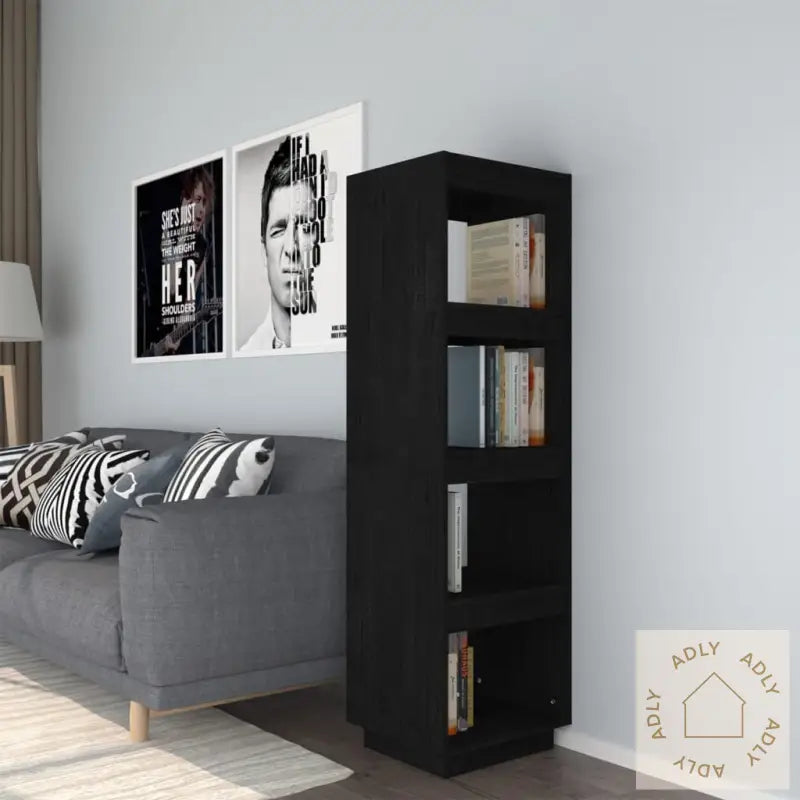 Bokhylle/Romdeler Svart 40X35X135 Cm Heltre Furu