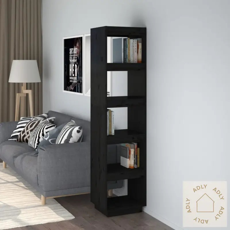 Bokhylle/Romdeler Svart 40X35X167 Cm Heltre Furu