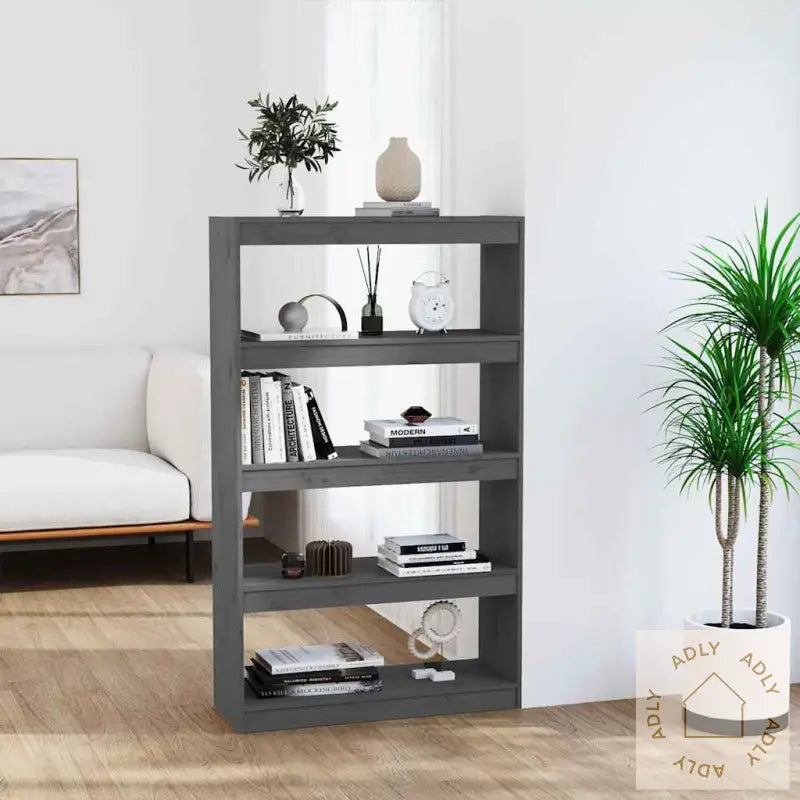 Bokhylle/Romdeler Grå 80X30X135,5 Cm Heltre Furu
