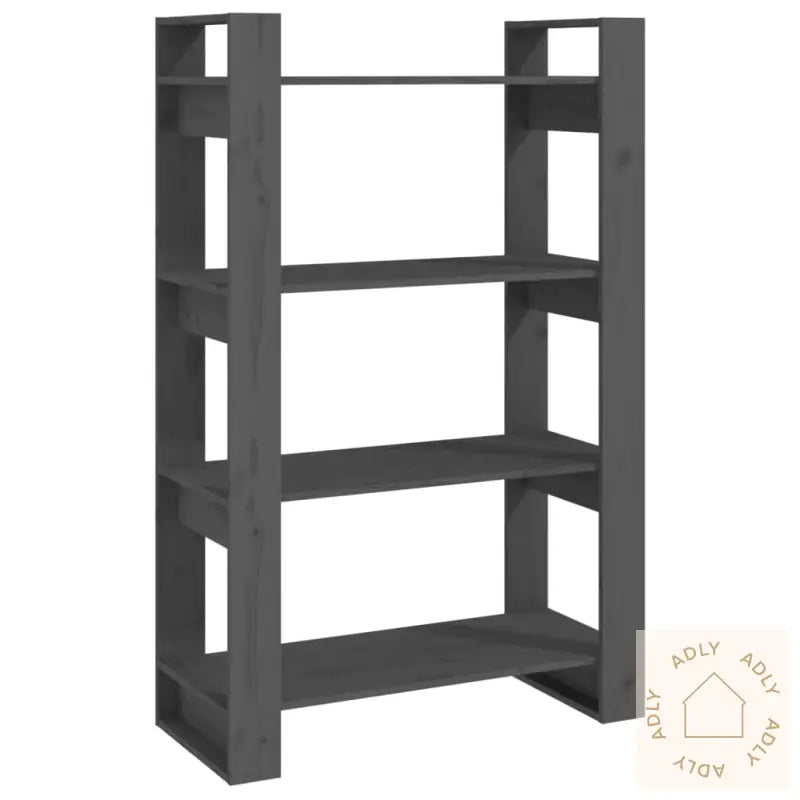 Bokhylle/Romdeler Grå 80X35X125 Cm Heltre Furu
