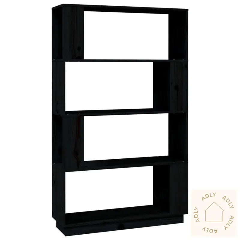 Bokhylle/Romdeler Svart 80X25X132 Cm Heltre Furu