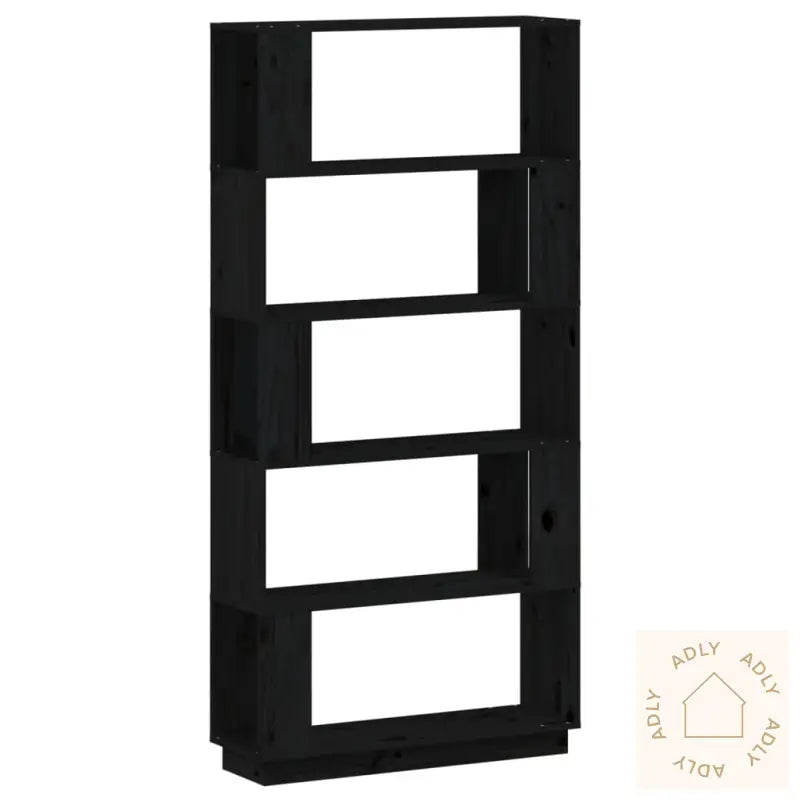Bokhylle/Romdeler Svart 80X25X163,5 Cm Heltre Furu
