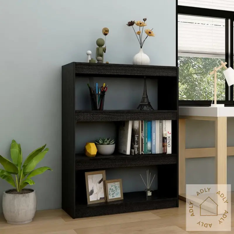 Bokhylle/Romdeler Svart 100X30X103 Cm Heltre Furu