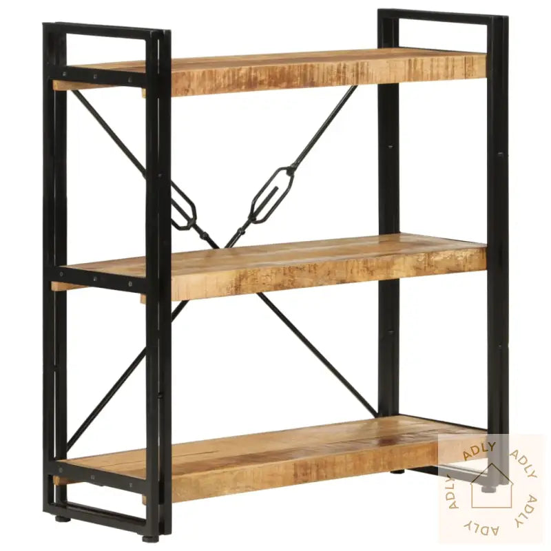Bokhylle 3 Etasjer 77X30X80 Cm Heltre Mango Og Jern