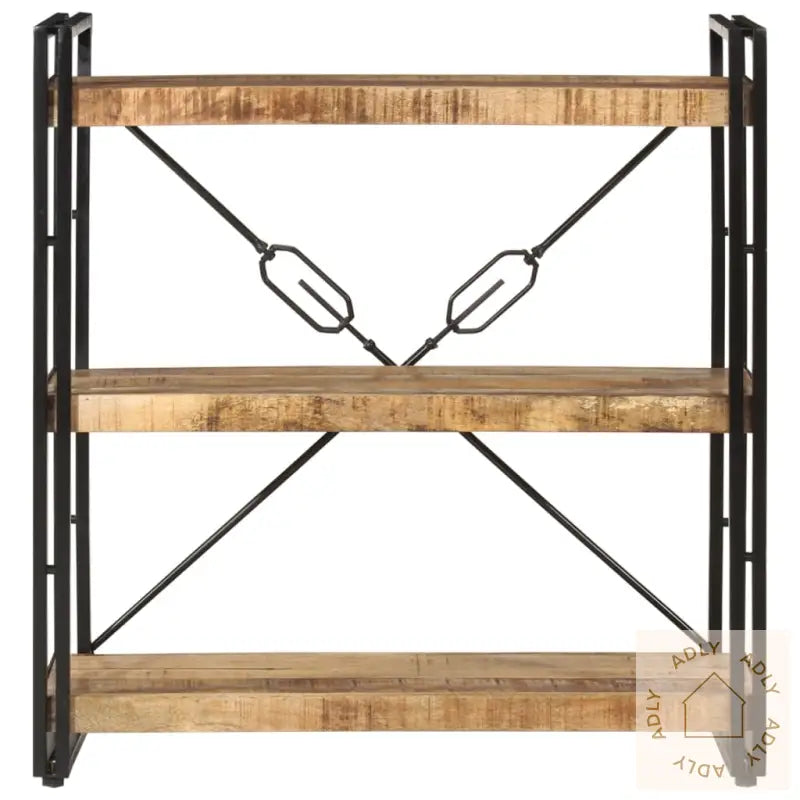 Bokhylle 3 Etasjer 77X30X80 Cm Heltre Mango Og Jern