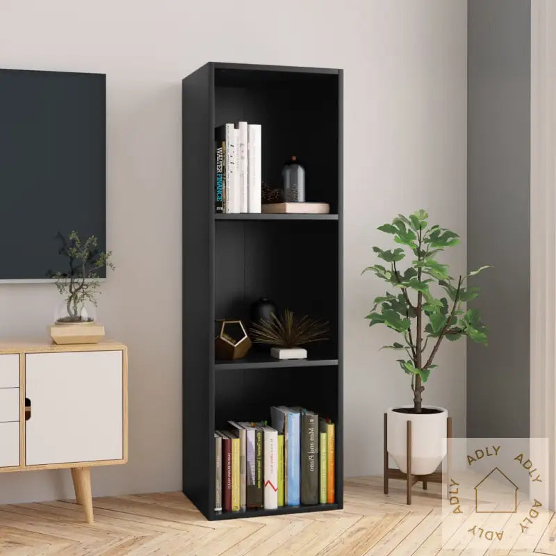 Bokhylle/Tv-Benk Svart 36X30X114 Cm Konstruert Tre