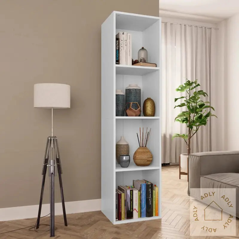 Bokhylle/Tv-Benk Hvit 36X30X143 Cm Konstruert Tre