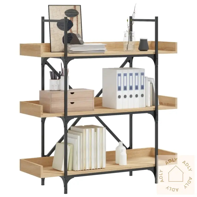 Bokhylle 3 Etasjer Sonoma Eik 100X33X108,5 Cm Konstruert Tre