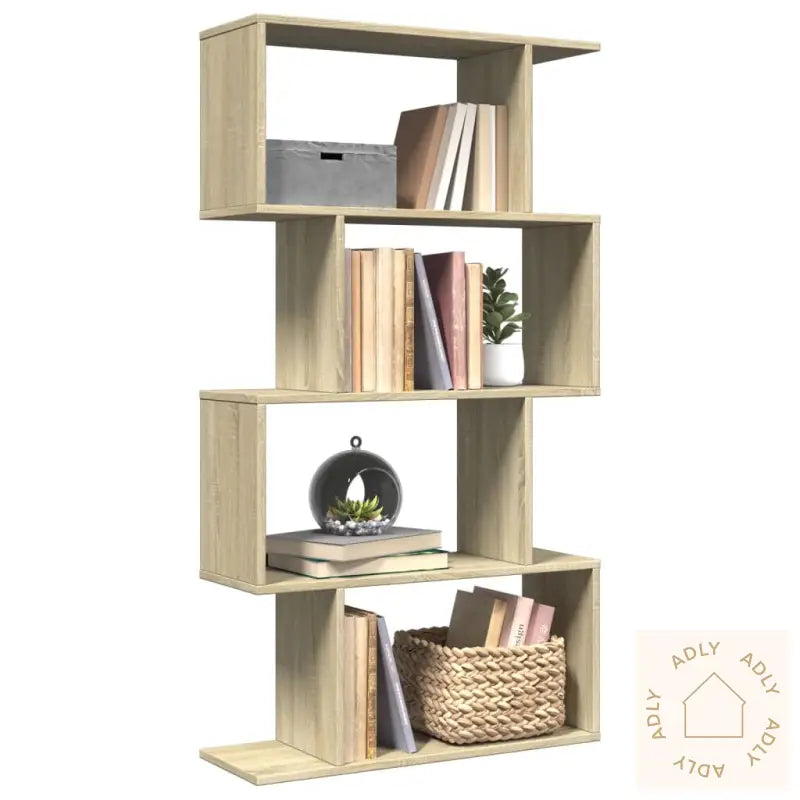 Romdeler Bokhylle 4 Lag Sonoma Eik 70X24X129 Cm Konstruert Tre