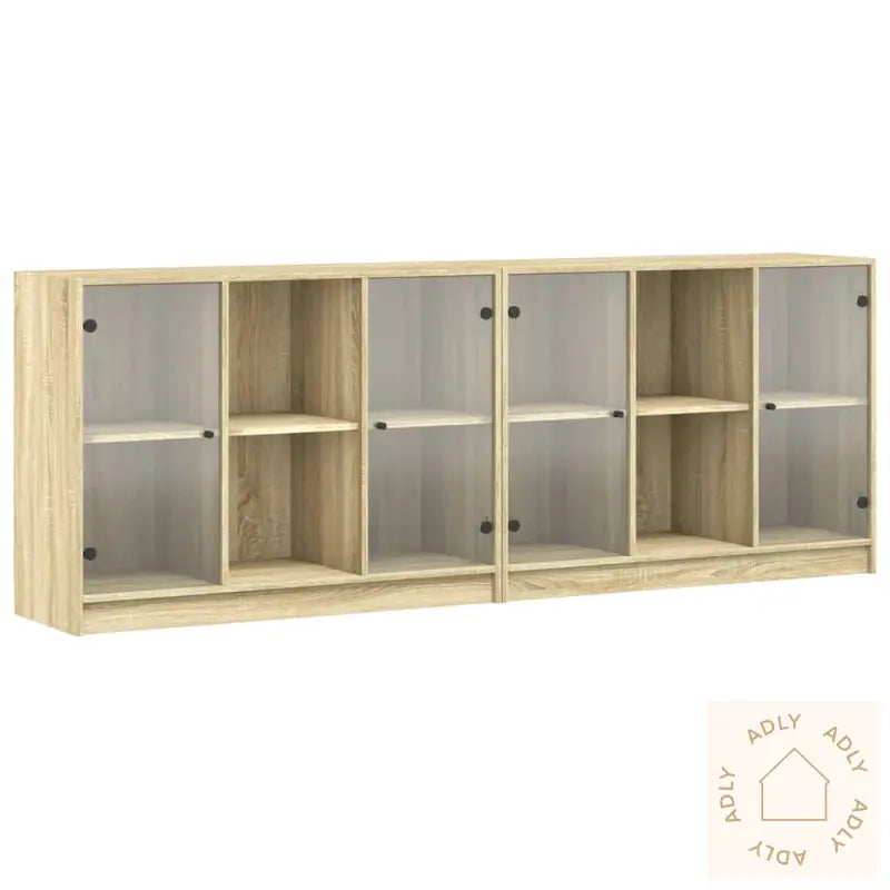 Bokhylle Med Dører Sonoma Eik 204X37X75 Cm Konstruert Tre