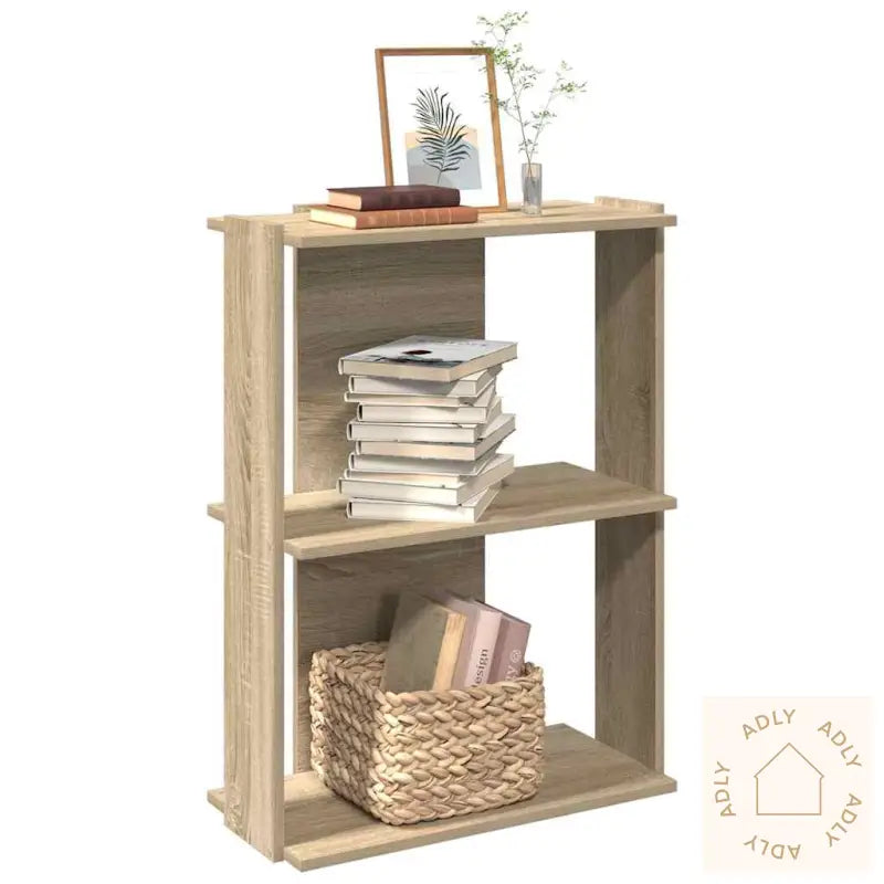 Bokhylle 3 Etasjer Sonoma Eik 60X30X80 Cm Konstruert Tre