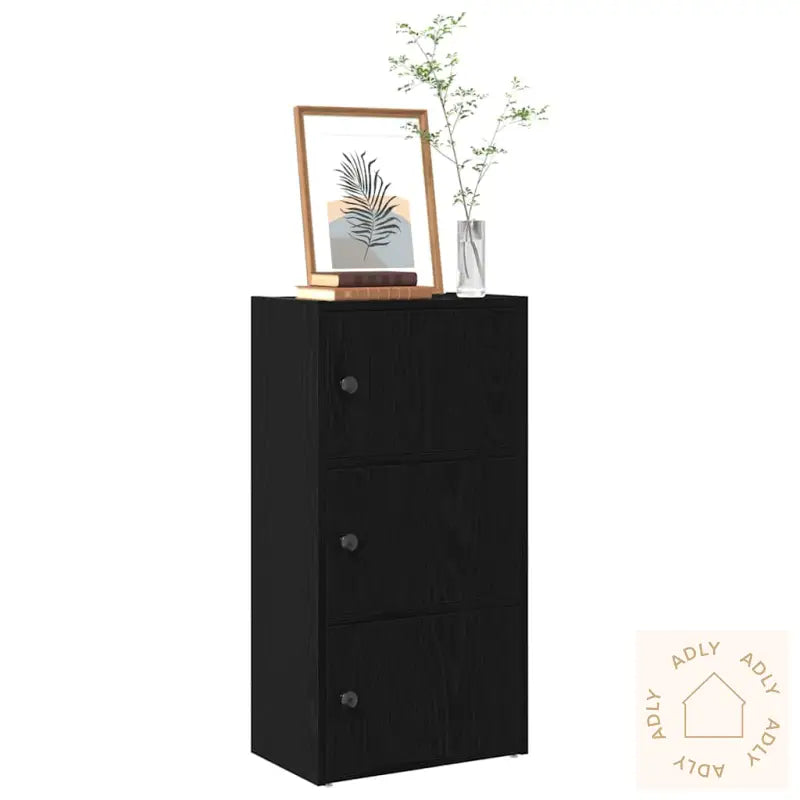 Bokhylle Svart Eik 40X24X77 Cm Konstruert Tre