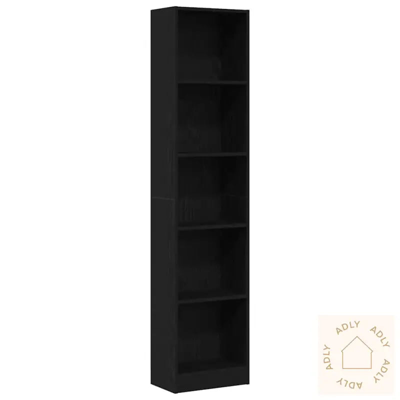 Bokhylle Svart Eik 40X24X176 Cm Konstruert Tre