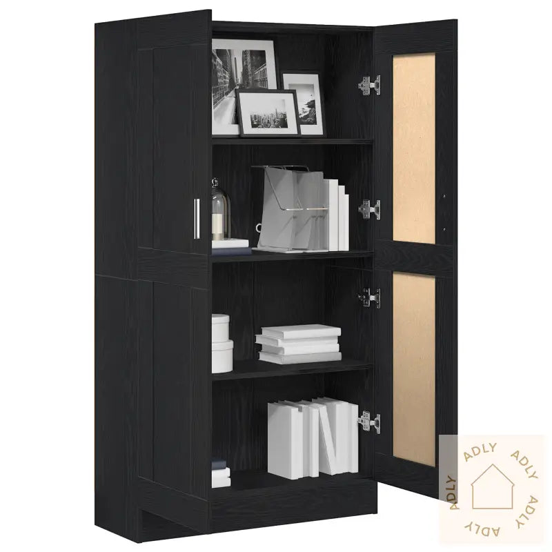 Bokskap 2 Stk Svart Eik 165X30,5X150 Cm Laget Av Tre