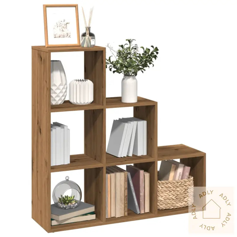 Romdeler Bokhylle 3 Lag Artisan Eik 99X29X99 Cm Konstruert Tre