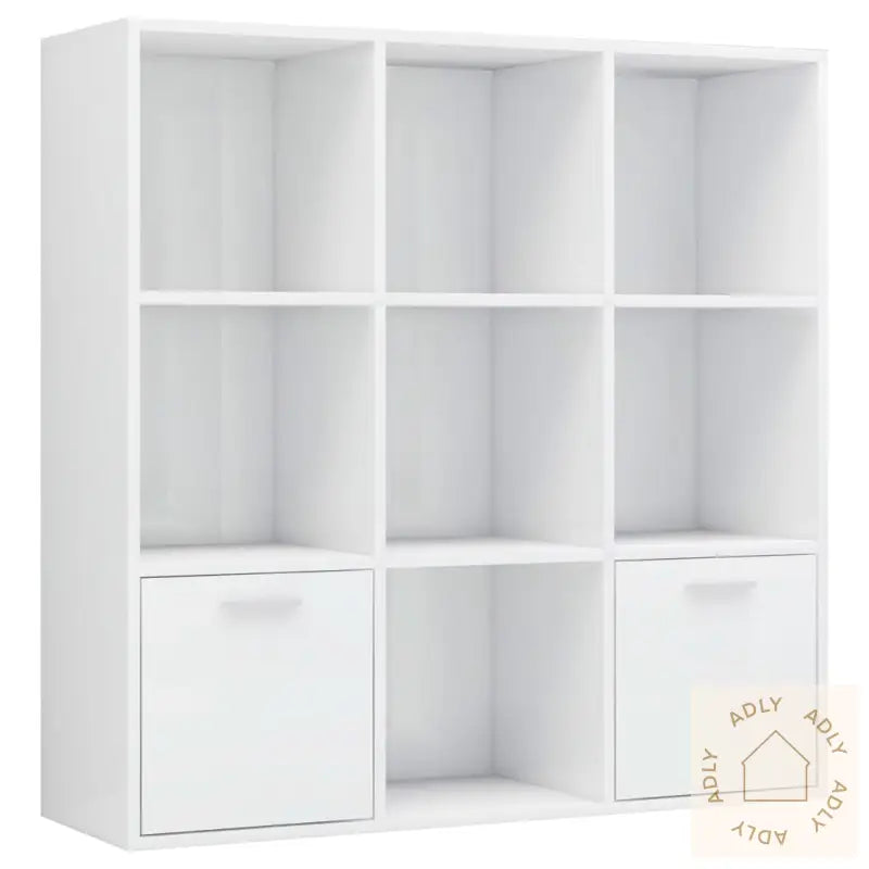 Bokhylle Høyglans Hvit 98X30X98 Cm Konstruert Tre