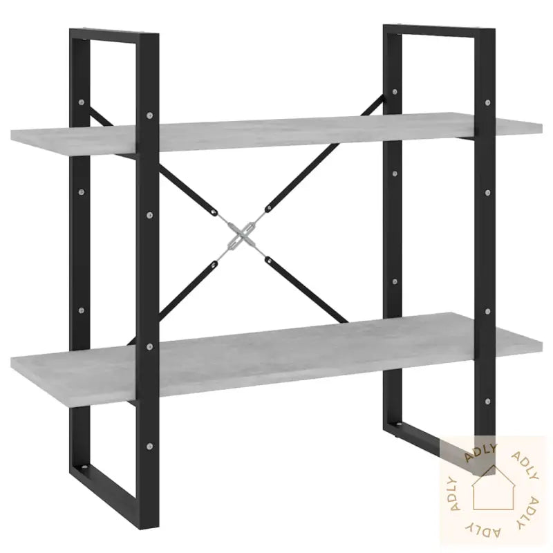 Bokhylle 2 Nivåer Betonggrå 80X30X70 Cm Konstruert Tre