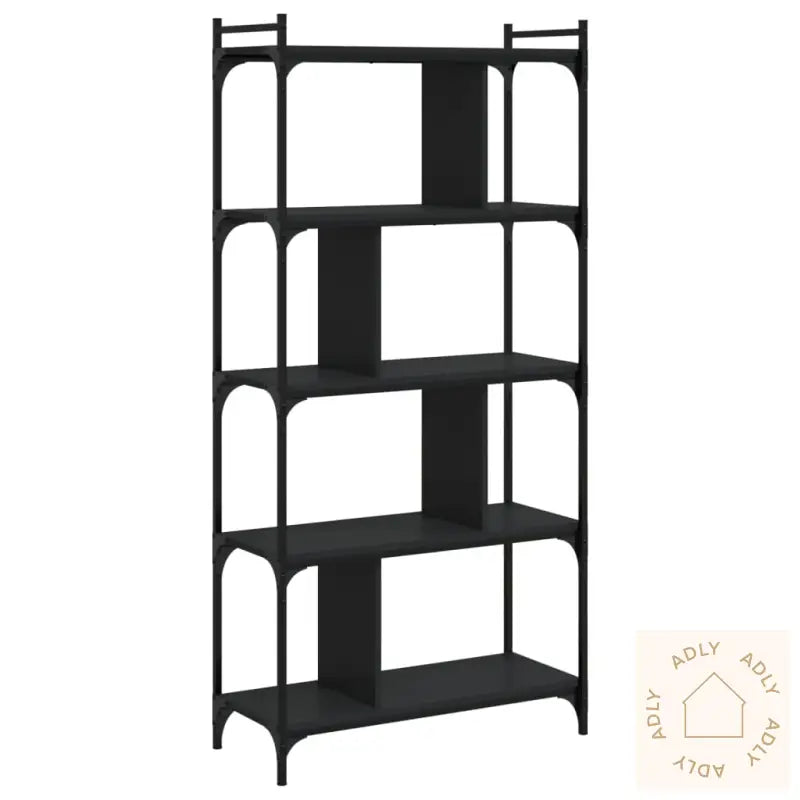 Bokhylle 5 Etasjer Svart 76X32X158 Cm Konstruert Tre