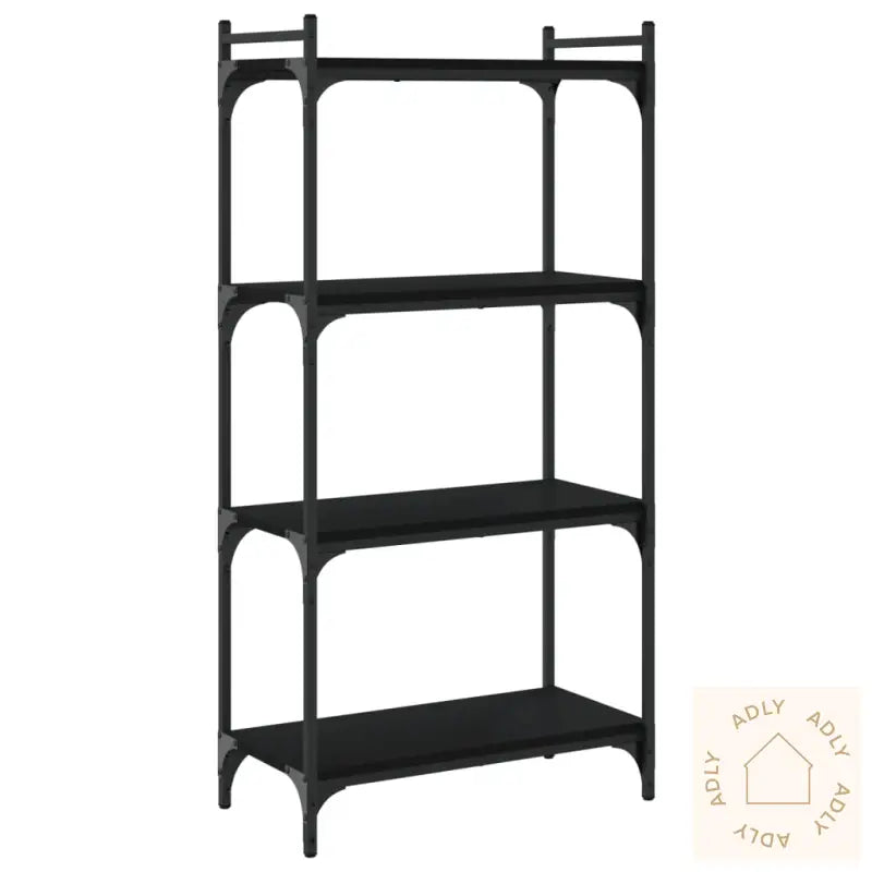 Bokhylle 4 Etasjer Svart 60X30X120 Cm Konstruert Tre