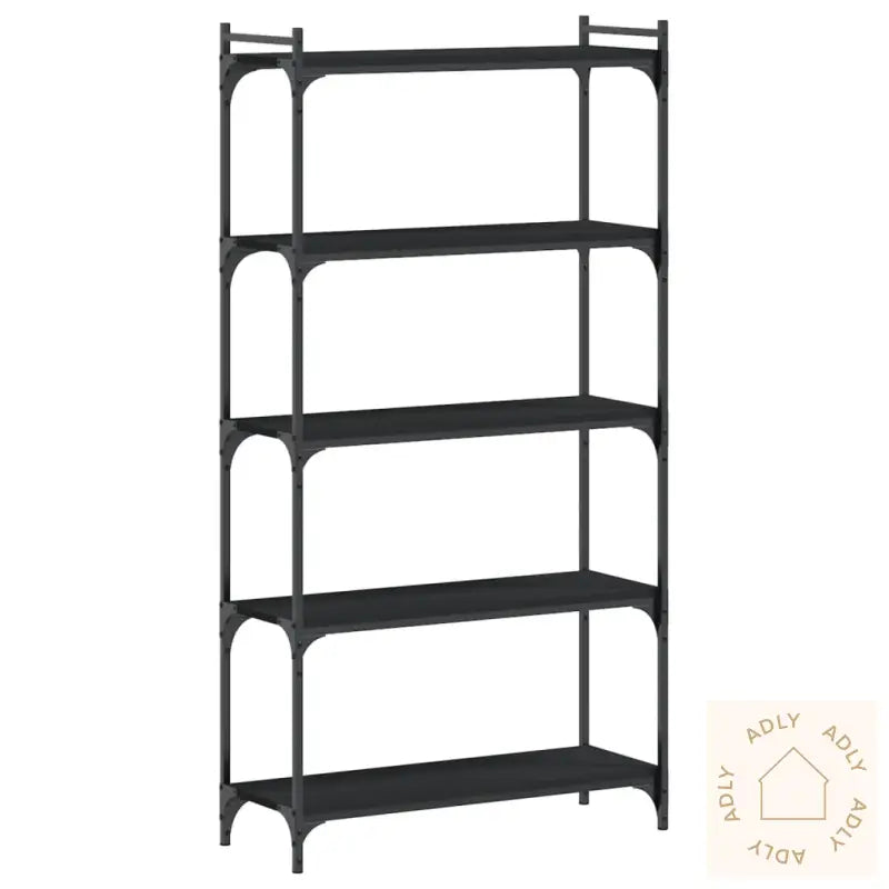 Bokhylle 5 Etasjer Svart 80X30X154 Cm Konstruert Tre